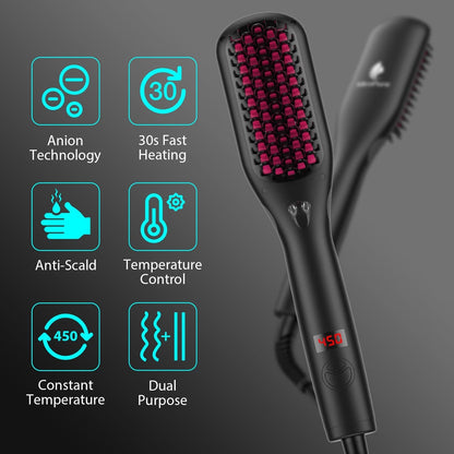 Hair Straightener Brush with Ionic Generator