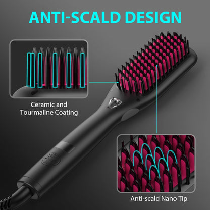 Hair Straightener Brush with Ionic Generator