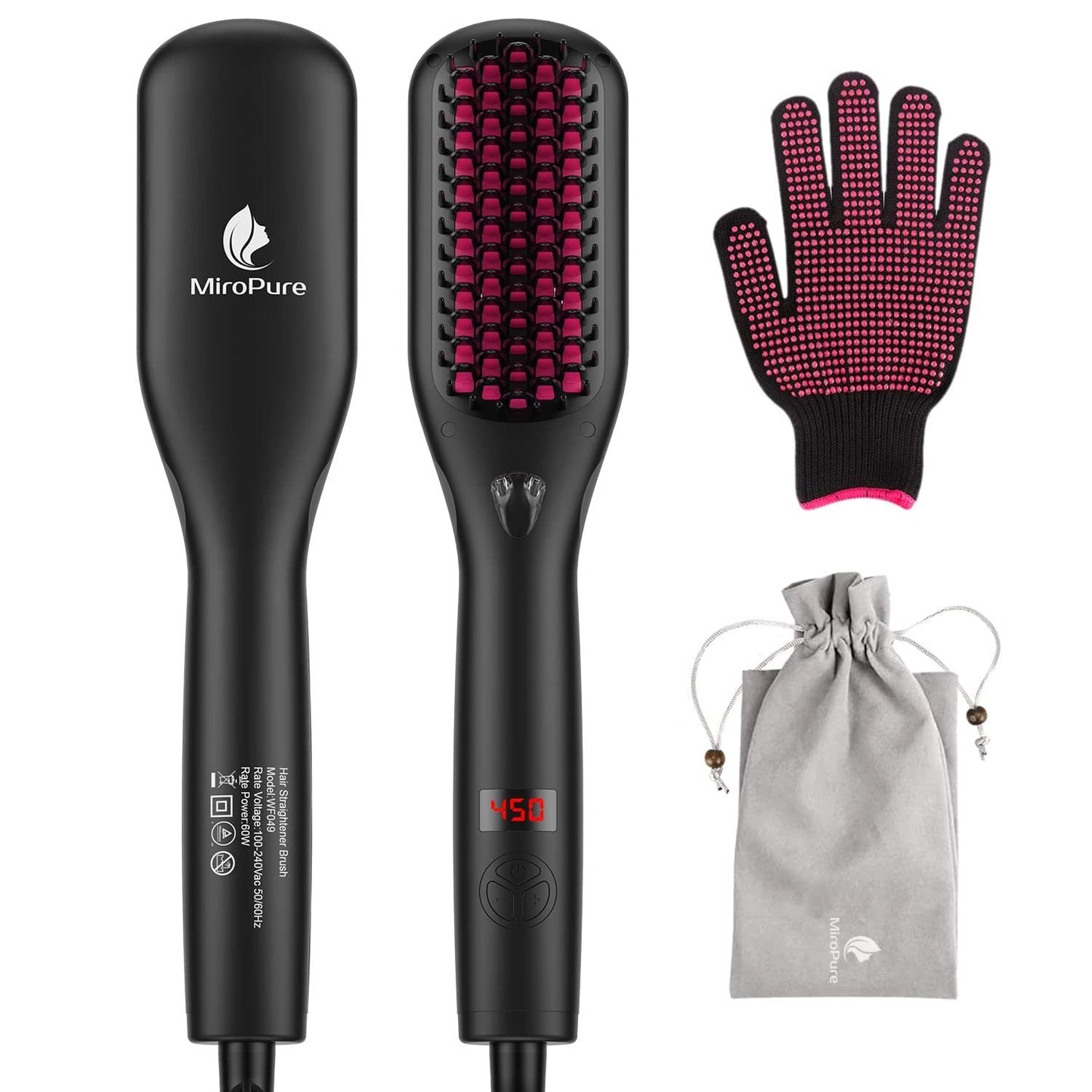 Hair Straightener Brush with Ionic Generator