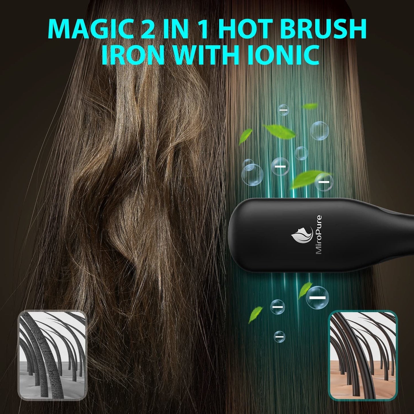 Hair Straightener Brush with Ionic Generator